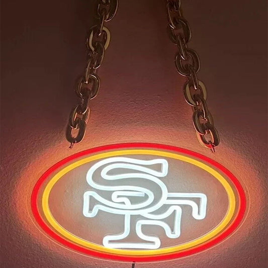Why-is-the-NFL-49ers-logo-composed-of-red-and-gold Leo neon sign