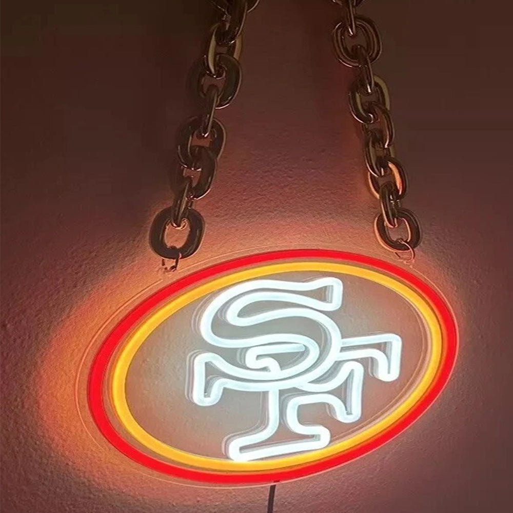 Most popular American football 49ers Big logo chains Led light up sign sporting event symbol sign for your soul LEO NEON SIGN