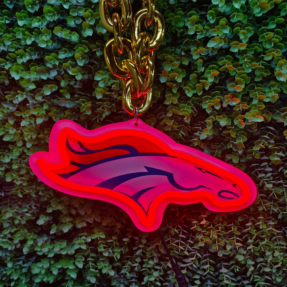 American football Denver Broncos Neon Light Up Big Logo Chain for your team spirit