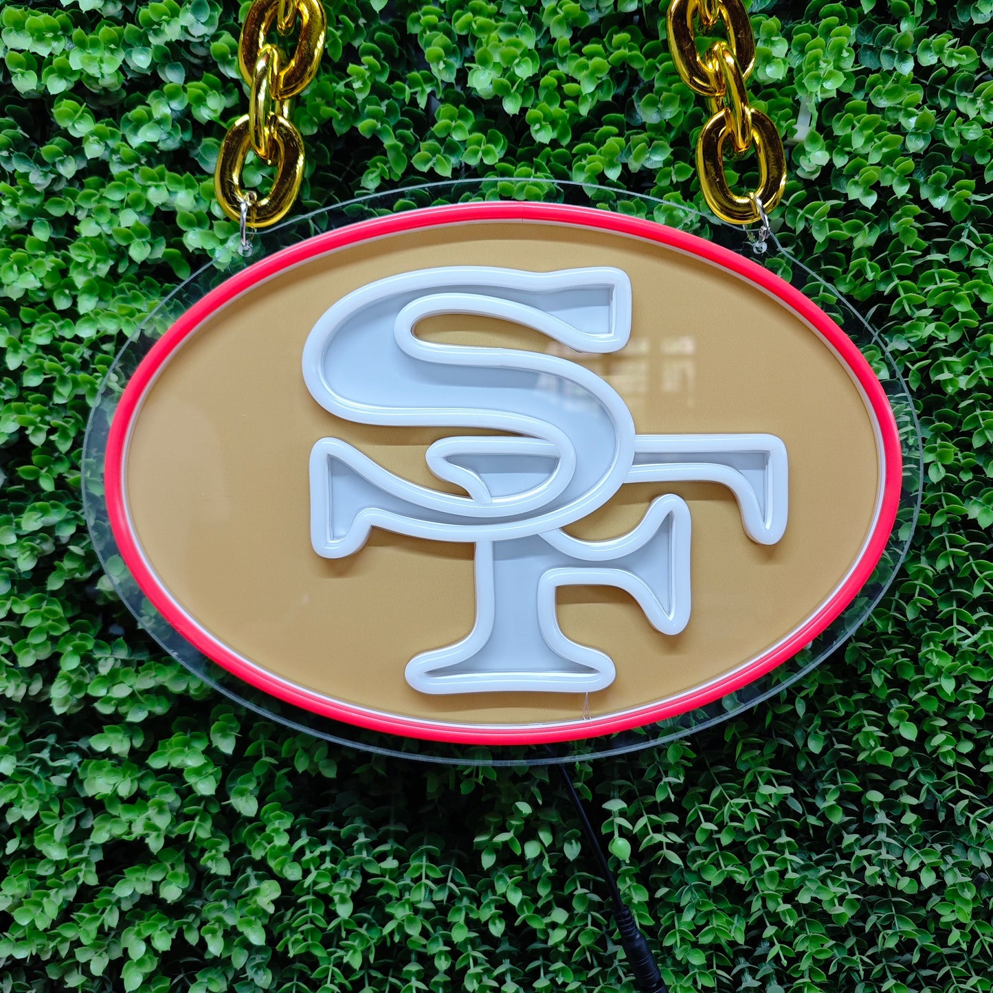 New Type American football San Francisco 49ers UV printed Neon Light Up Big Logo Necklace LEO NEON SIGN