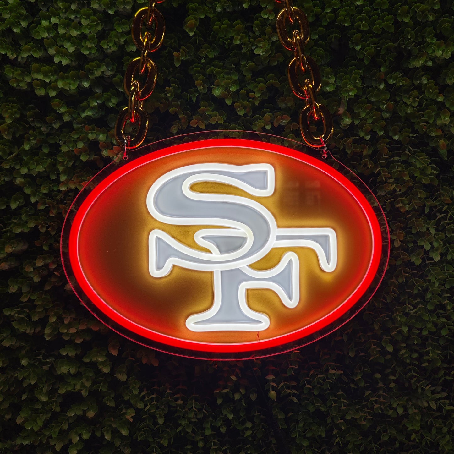 New Type American football San Francisco 49ers UV printed Neon Light Up Big Logo Necklace LEO NEON SIGN