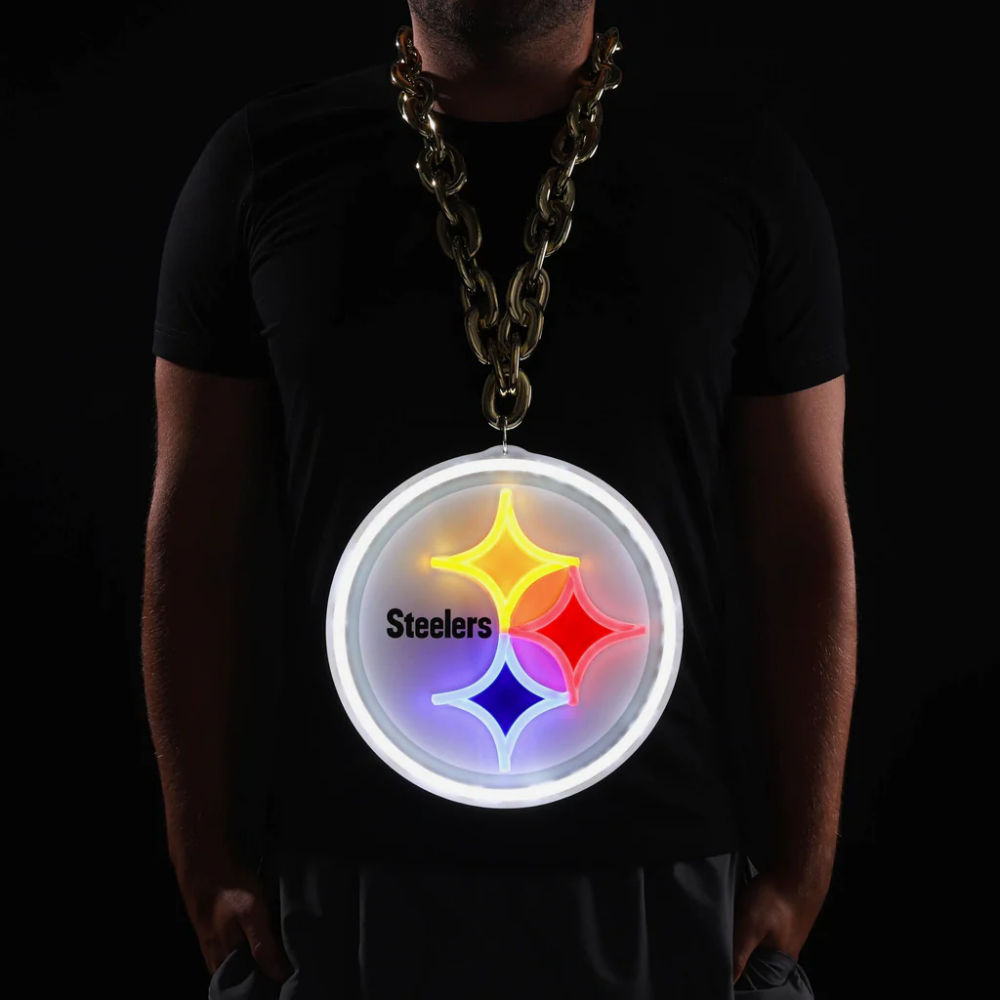 American football UV printed Pittsburgh Steelers Neon Light Up Big Logo Chain LEO NEON SIGN