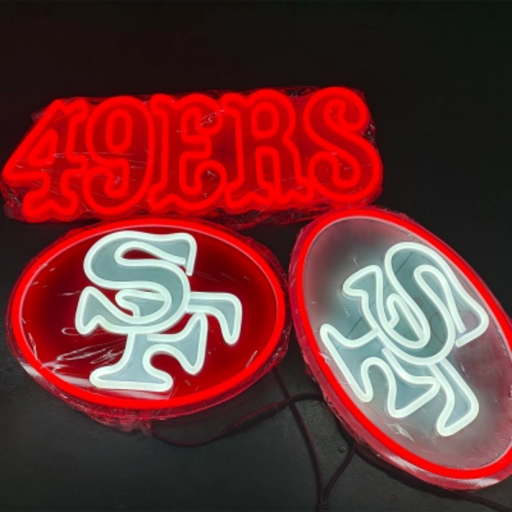 New Type American football San Francisco 49ers UV printed Neon Light Up Big Logo Necklace LEO NEON SIGN