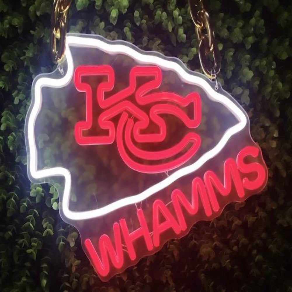 American football Kansas City Chiefs Neon Light Up Big Logo Chain LEO NEON SIGN