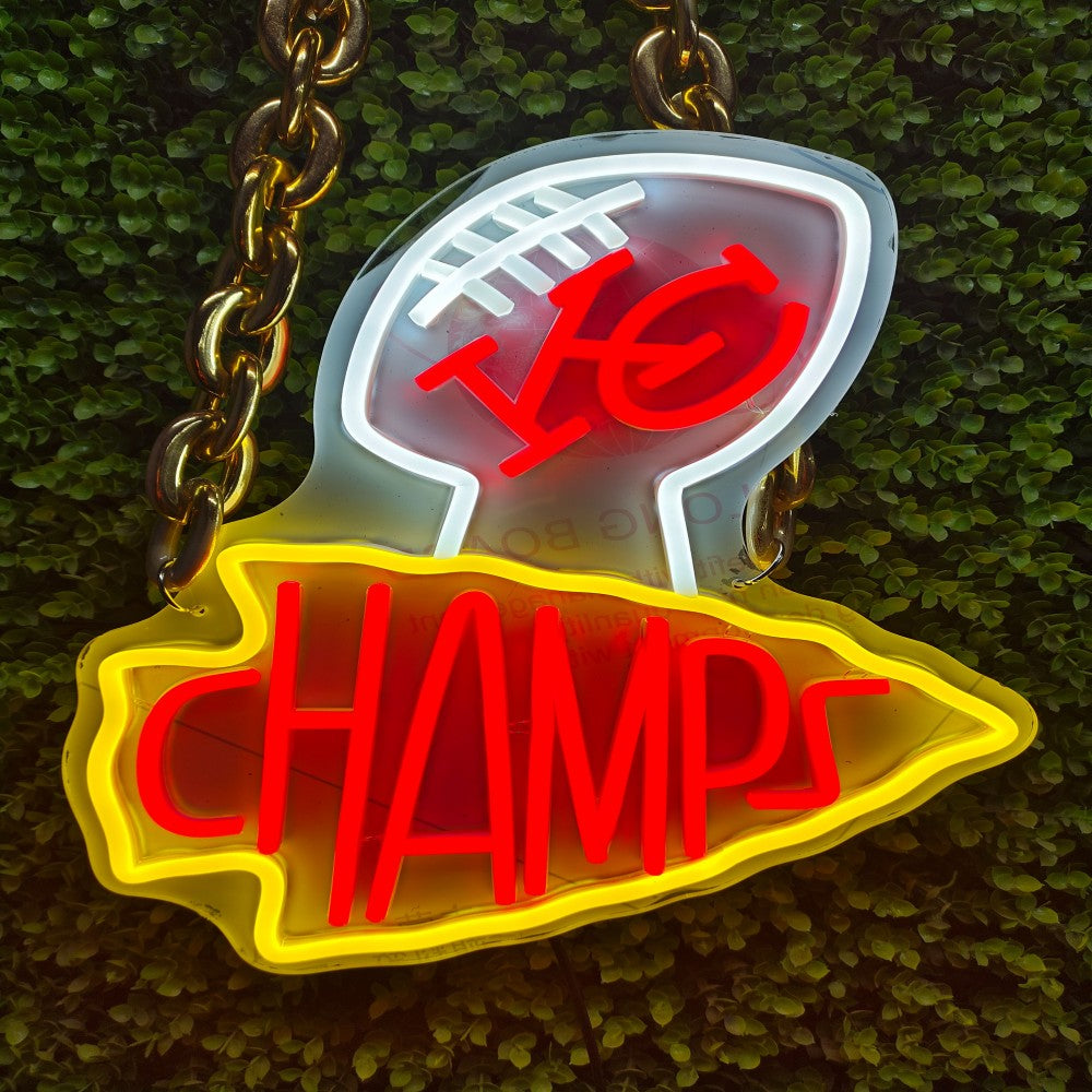 American football Kansas City Chiefs Neon Light Up Big Logo Chain LEO NEON SIGN