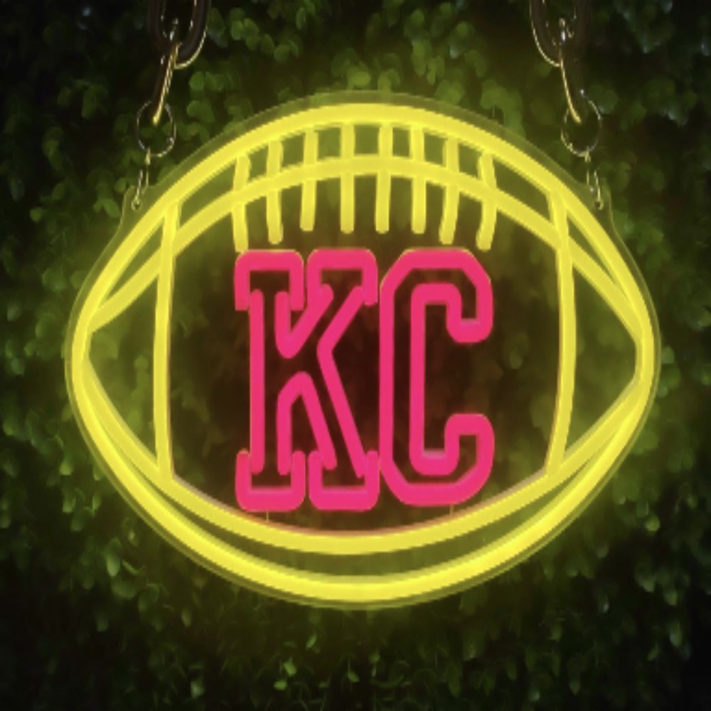American football Kansas City Chiefs Neon Light Up Big Logo Chain LEO NEON SIGN