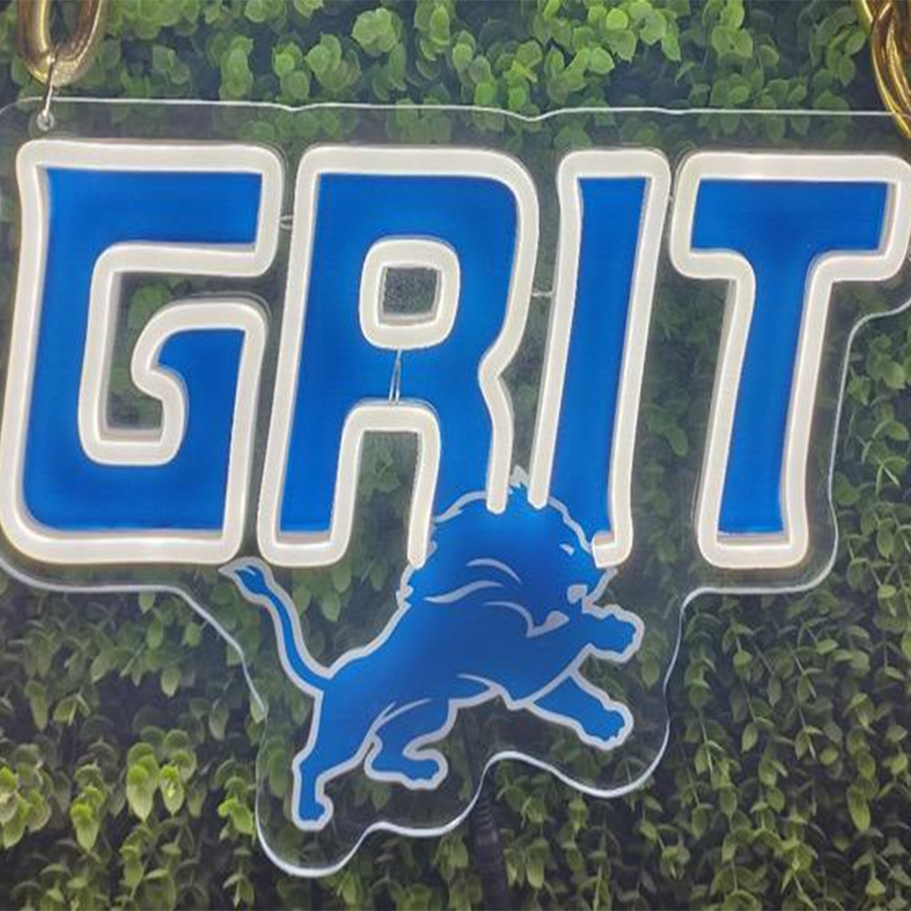 American football UV printed Detroit Lions Neon Light Up Big Logo Chain