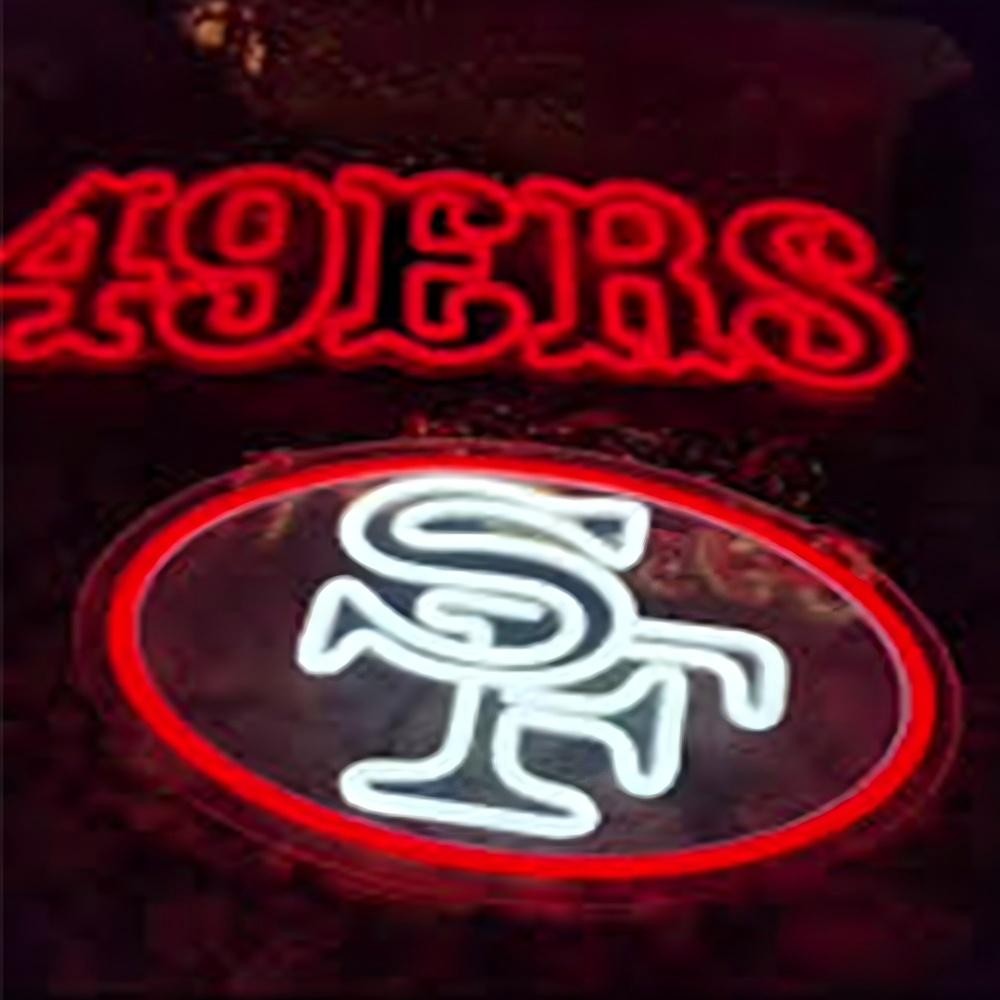 New Type American football San Francisco 49ers UV printed Neon Light Up Big Logo Necklace LEO NEON SIGN