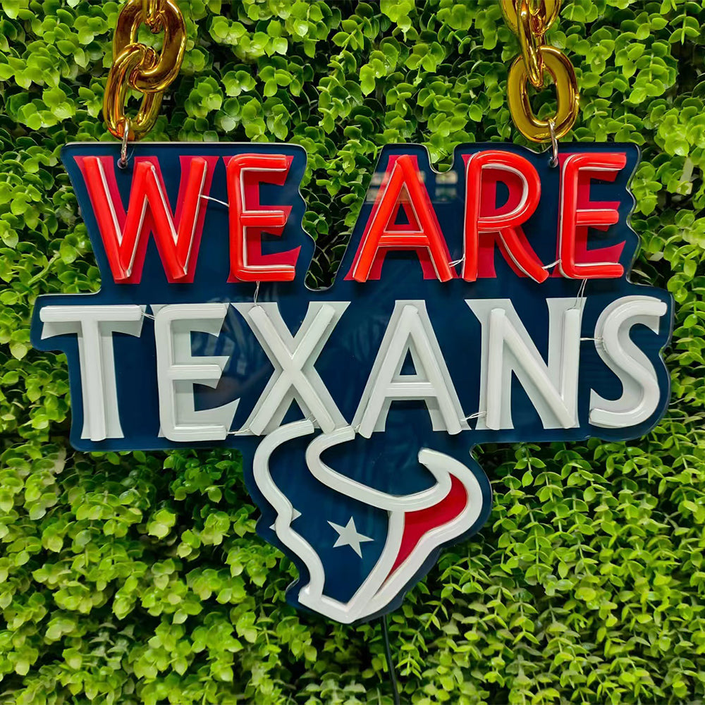 American football We are Texans Neon Light Up Big Logo Chain for your team spirit