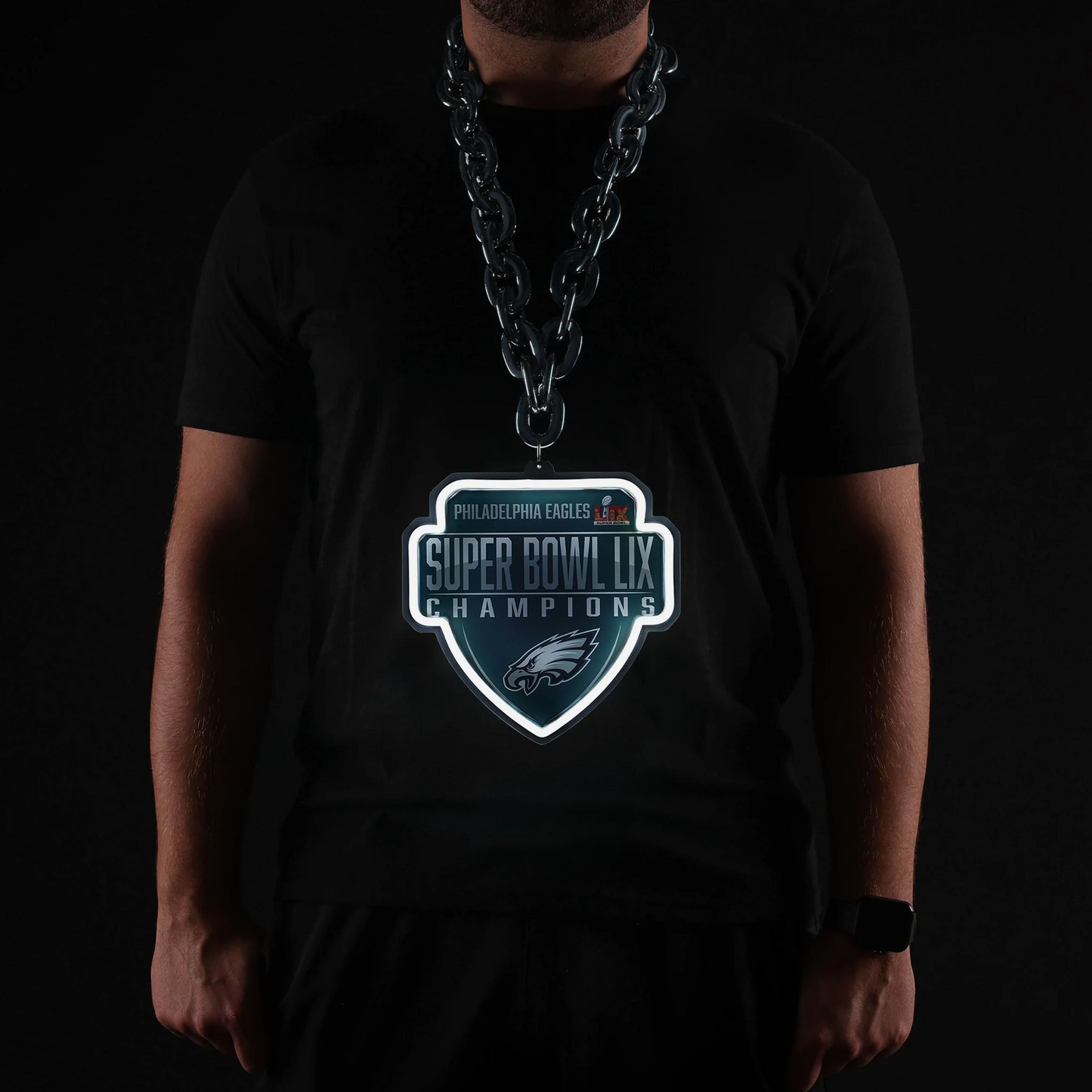 American football UV printed Philadelphia Eagles Super Bowl LIX Champions Neon Light Up Big Logo Chain LEO NEON SIGN