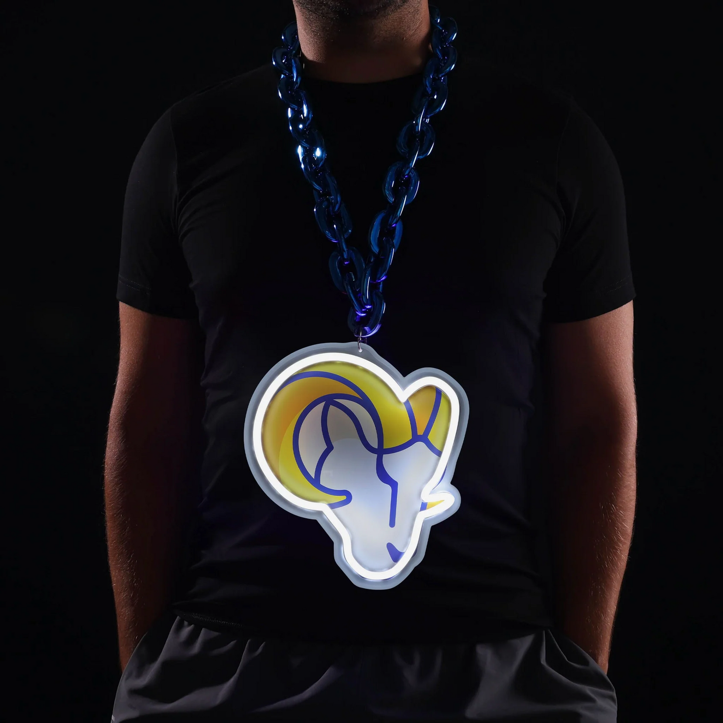 American football UV printed Los Angeles Rams Neon Light Up Big Logo Chain LEO NEON SIGN