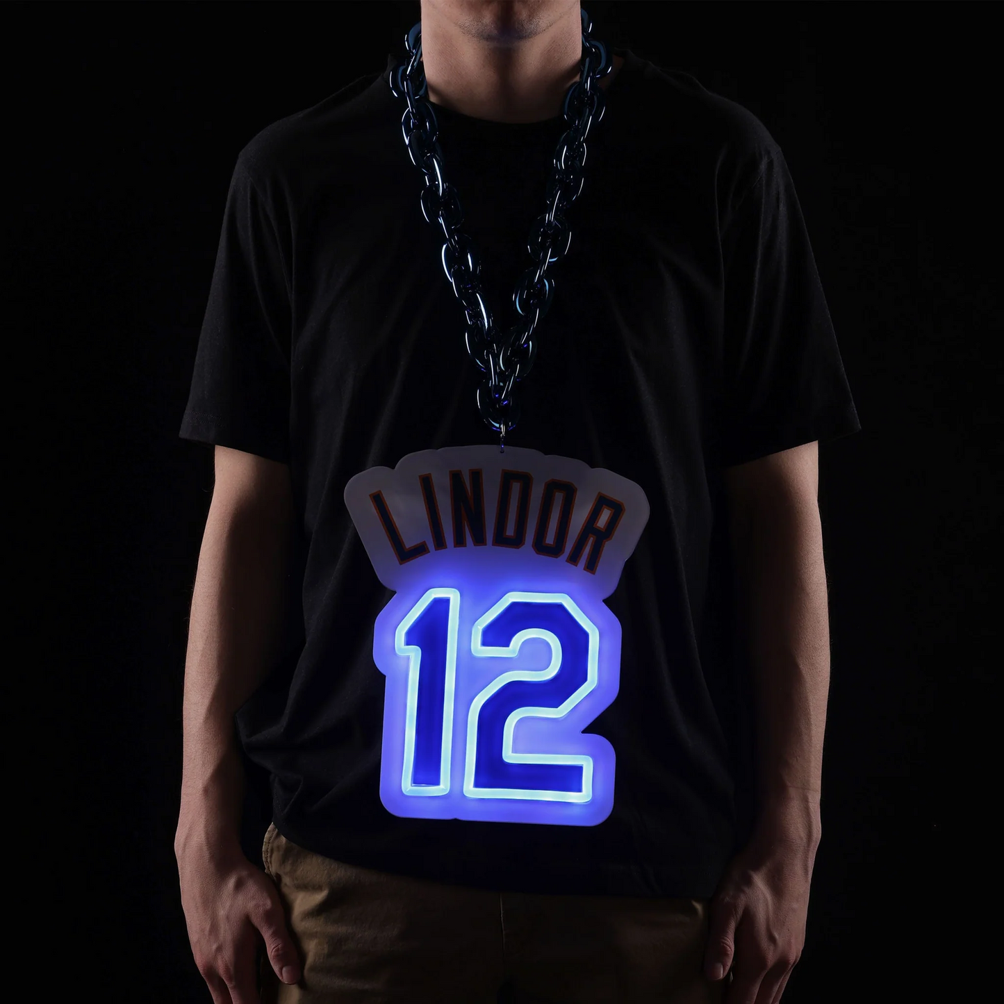 American baseball UV printed Francisco Lindor New York Mets Neon Light Up Big Logo Player Chain