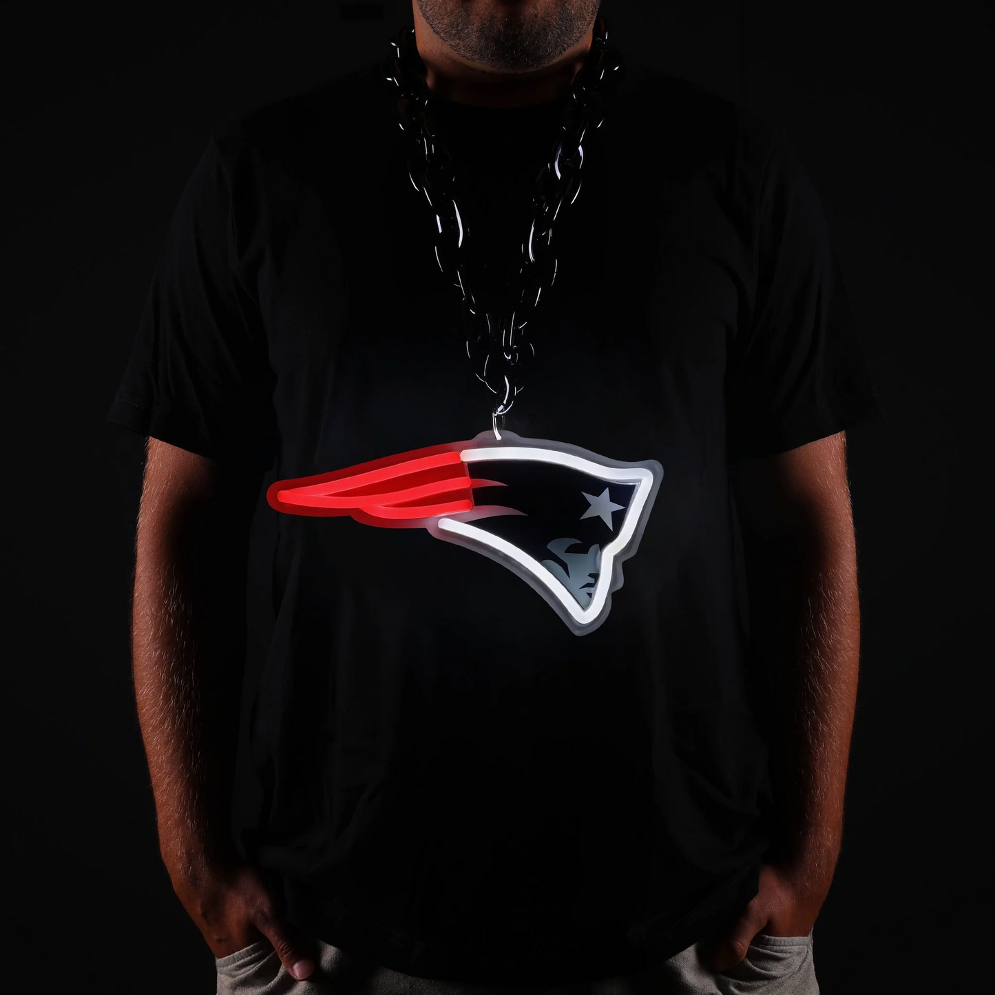 American football UV printed New England Patriots Neon Light Up Big Logo Chain LEO NEON SIGN