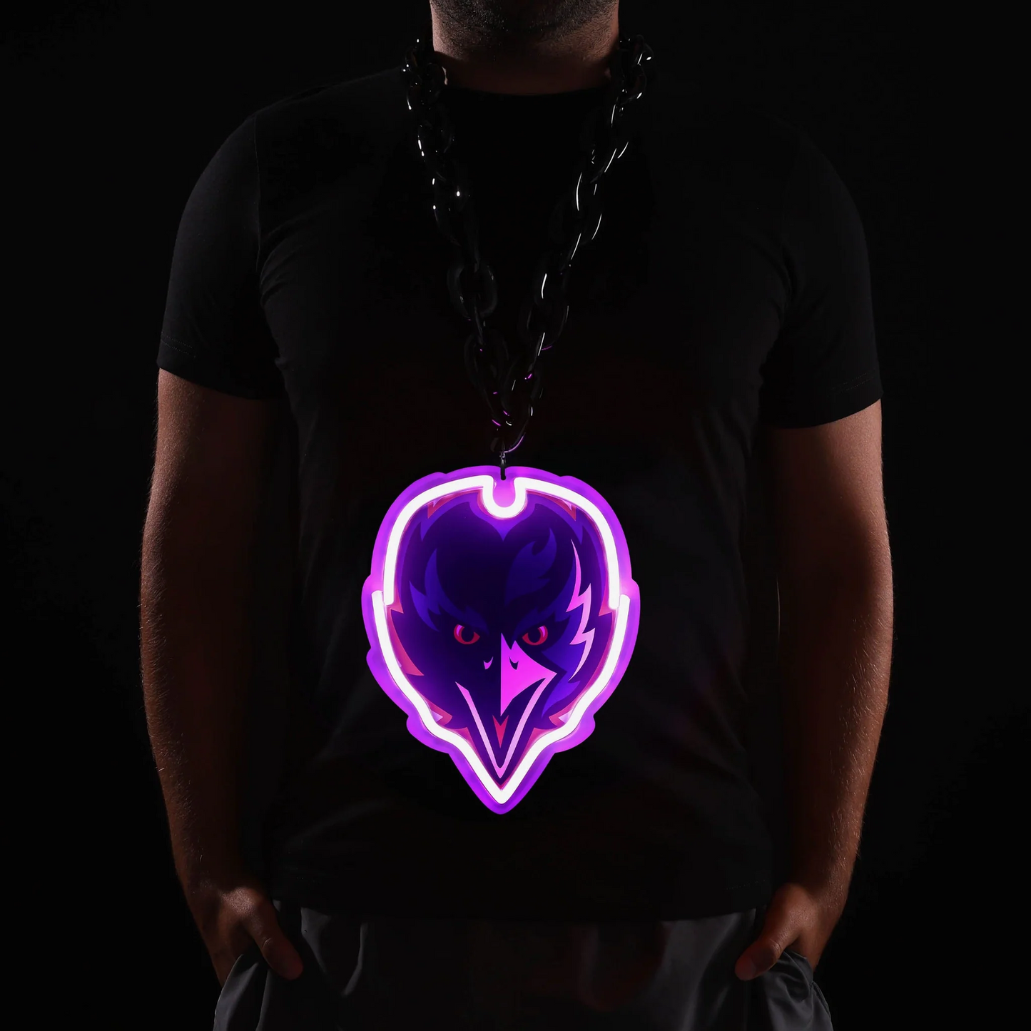 American football UV printed Baltimore Ravens Neon Light Up Big Logo Chain LEO NEON SIGN
