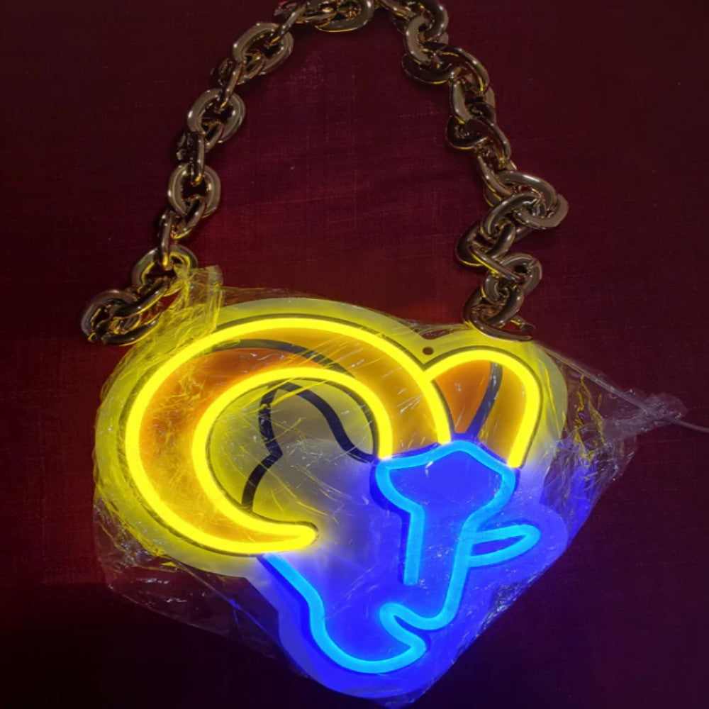 American football Los Angeles Rams led neon sign chain football team big logo chains for your spirit LEO NEON SIGN