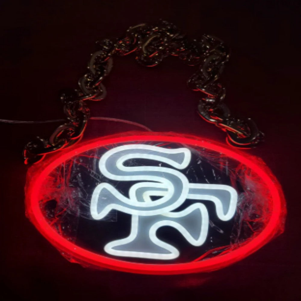 American football San francisco 49ers led neon sign chain football team big logo chains for your spirit LEO NEON SIGN