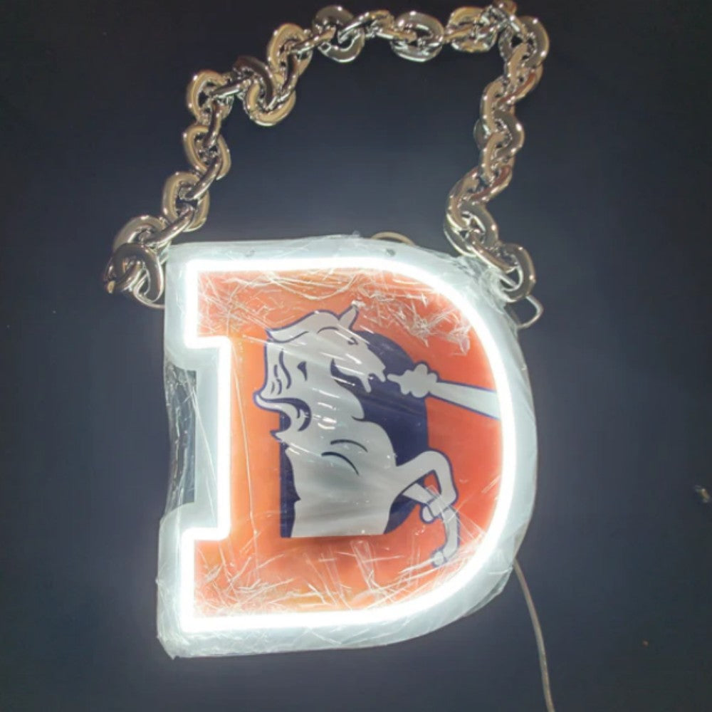 American football Denver Broncos Neon Light Up Big Logo Chain for your team spirit LEO NEON SIGN