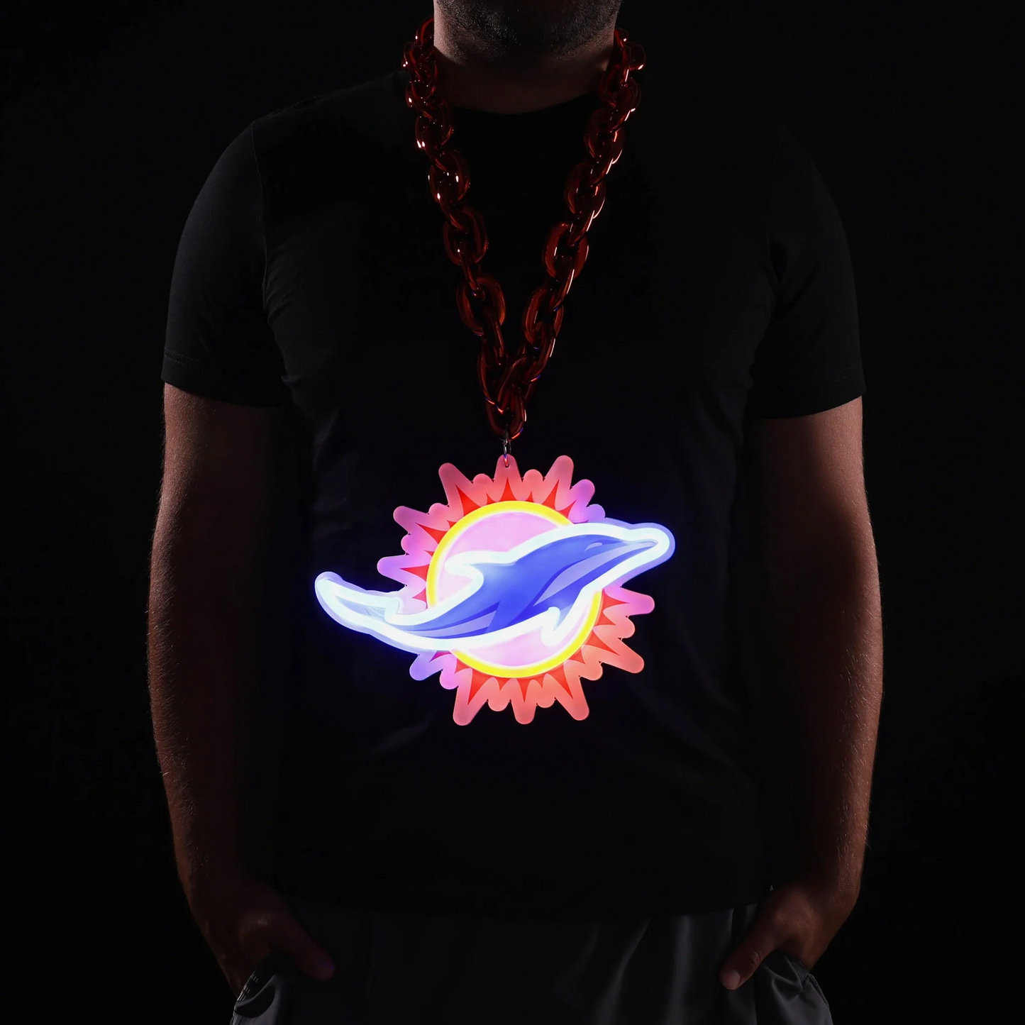 American football team led UV printed Neon lighting up big logo chains for showing off your soul necklace included LEO NEON SIGN