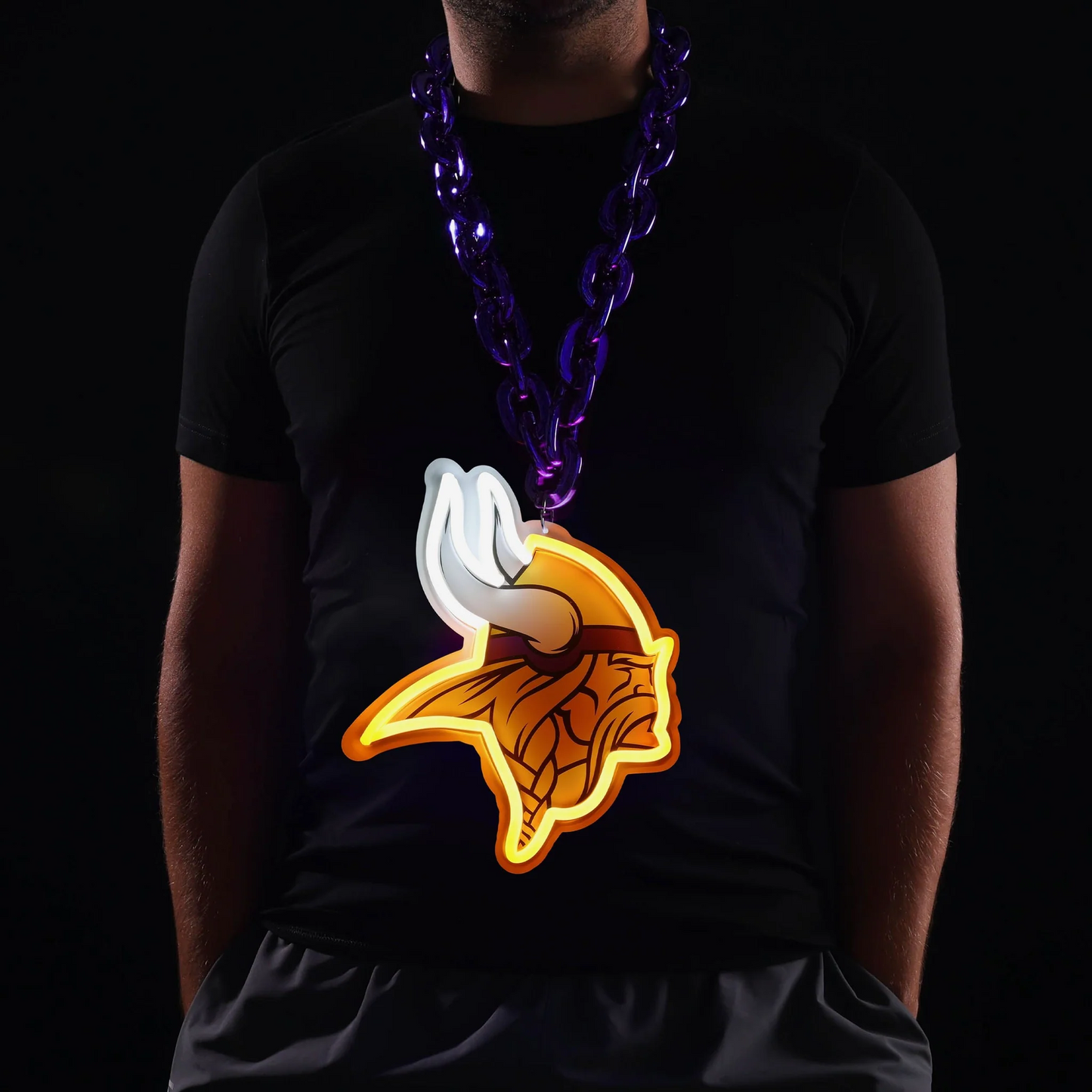 American football UV printed Minnesota Vikings Neon Light Up Big Logo Chain