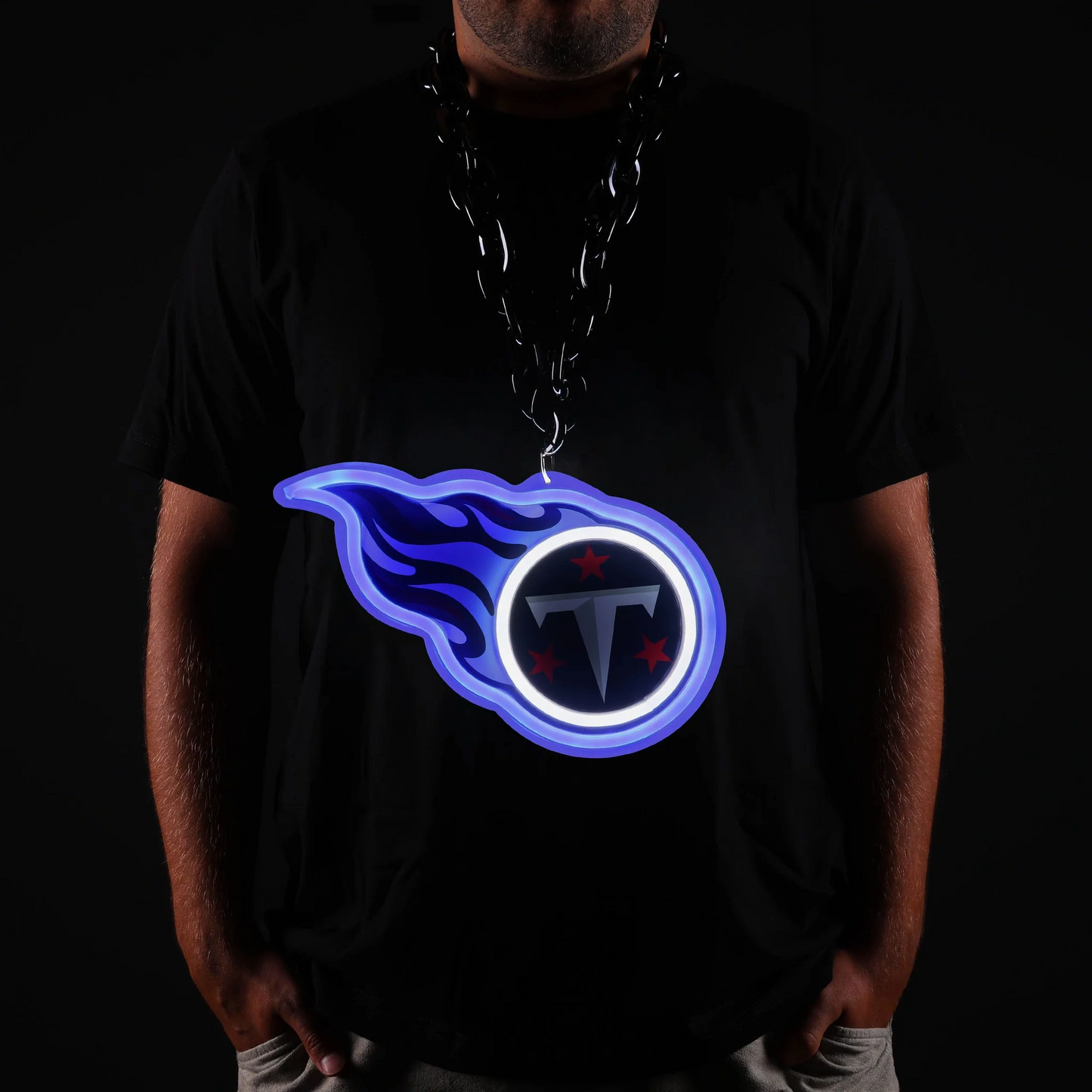 American football UV printed Tennessee Titans Neon Light Up Big Logo Chain