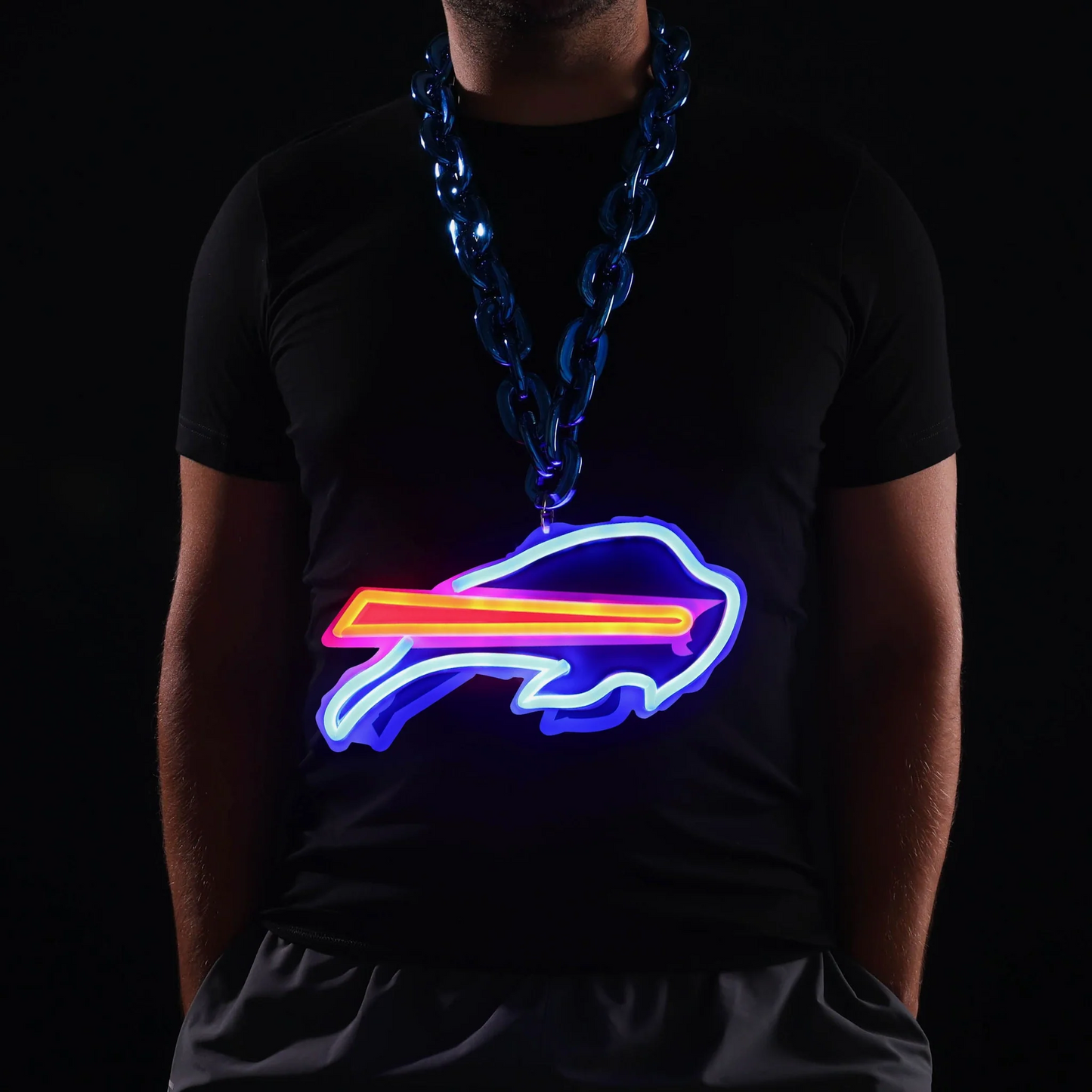 American football team led UV printed Neon lighting up big logo chains for showing off your soul necklace included LEO NEON SIGN