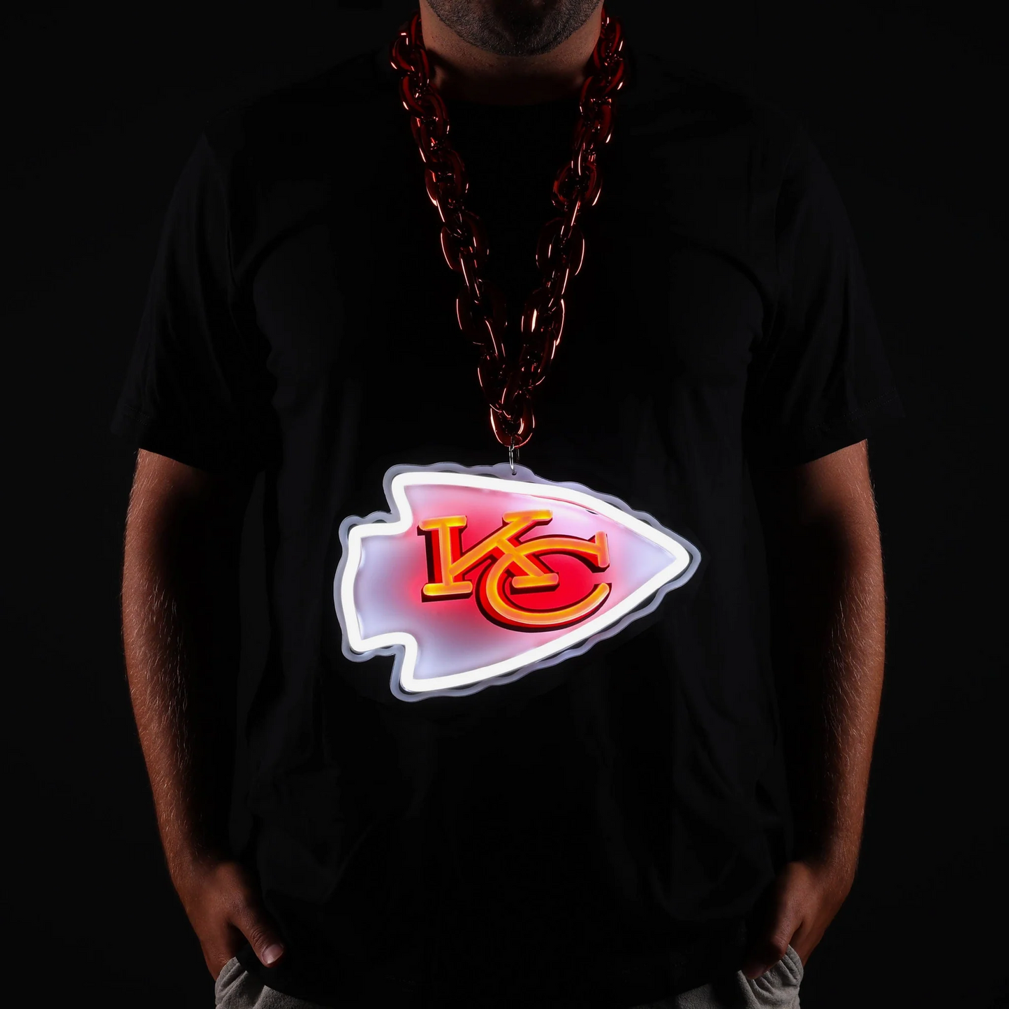 American football UV printed Kansas City Chiefs Neon Light Up Big Logo Chain