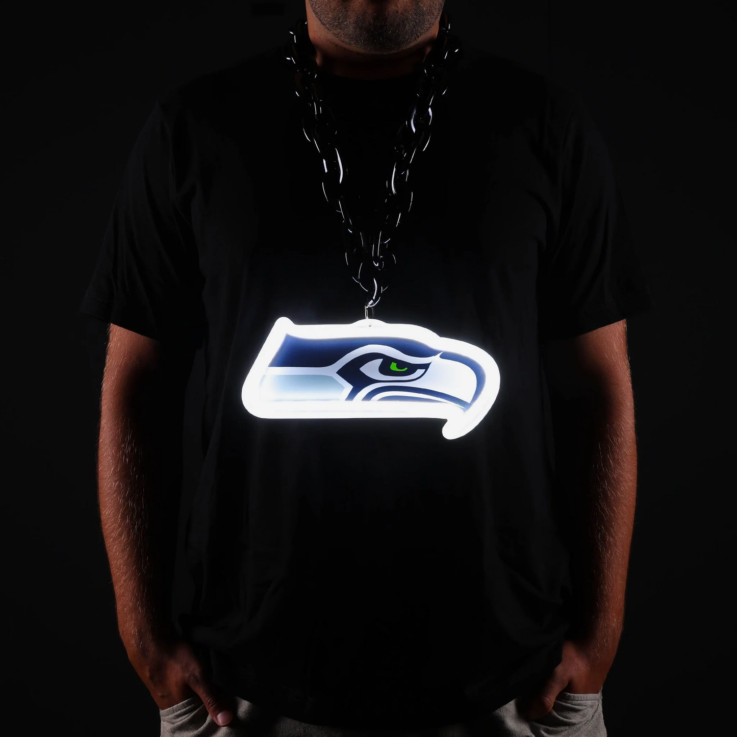 American football team led UV printed Neon lighting up big logo chains for showing off your soul necklace included LEO NEON SIGN