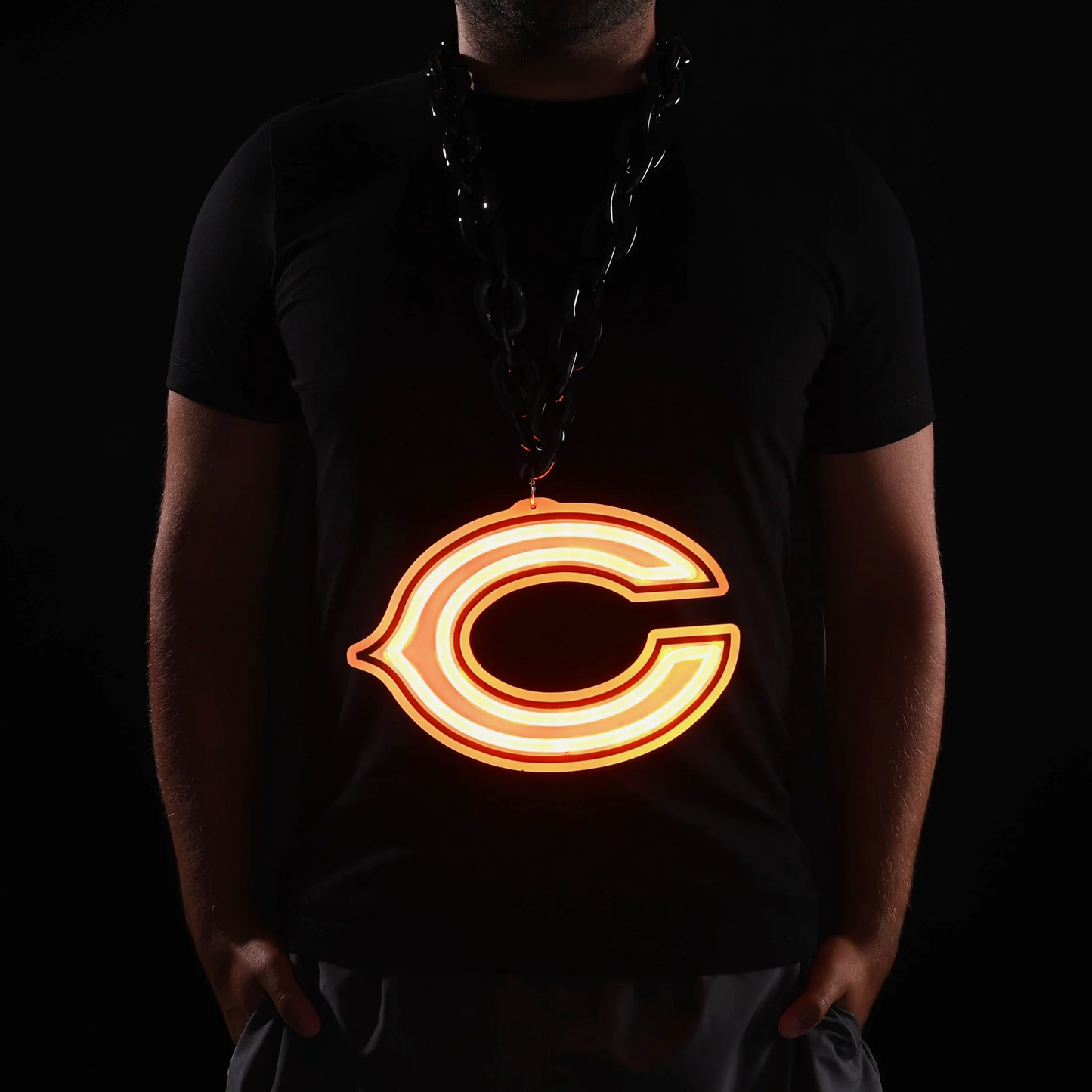 American football UV printed Chicago Bears Neon Light Up Big Logo Chain