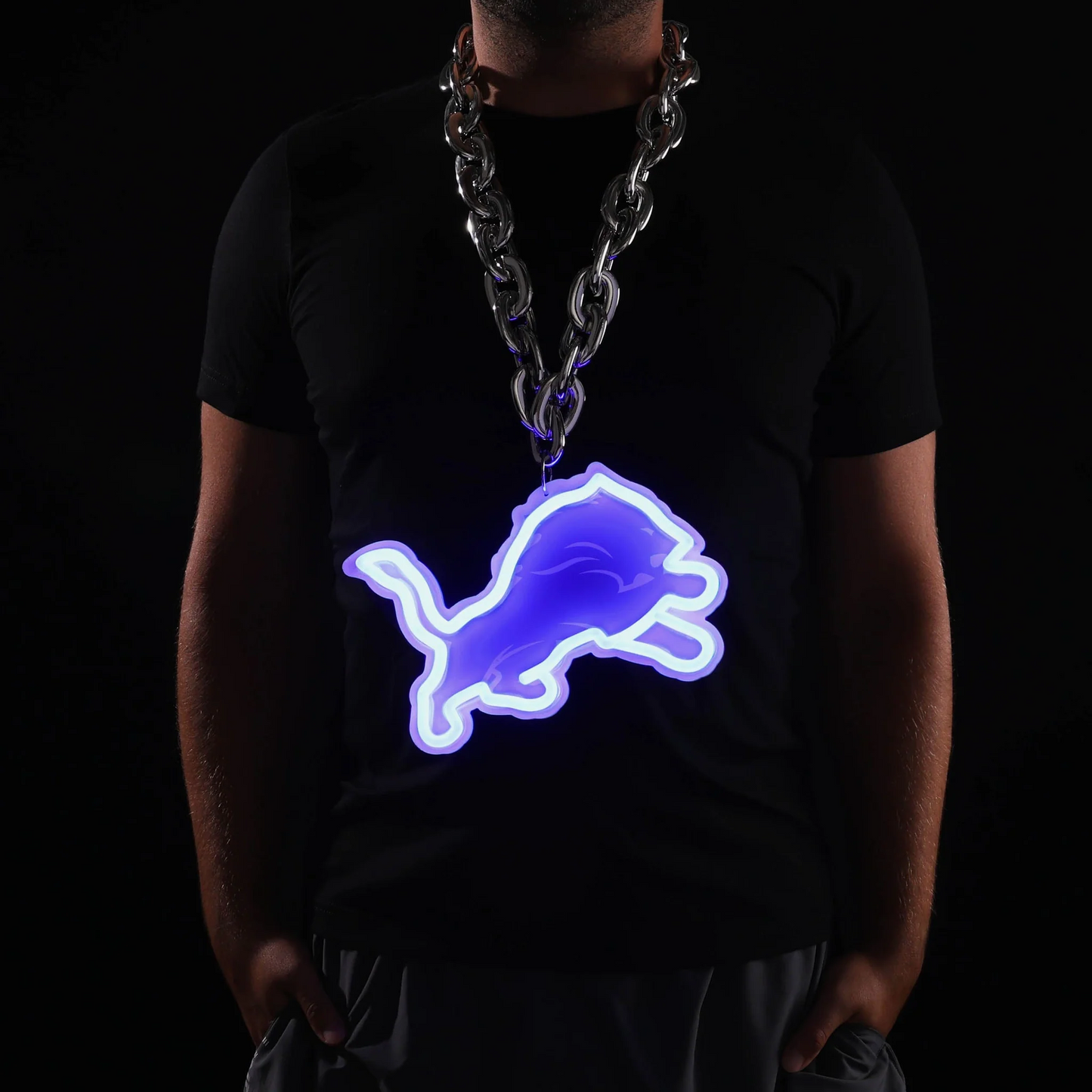 American football team led UV printed Neon lighting up big logo chains for showing off your soul necklace included LEO NEON SIGN