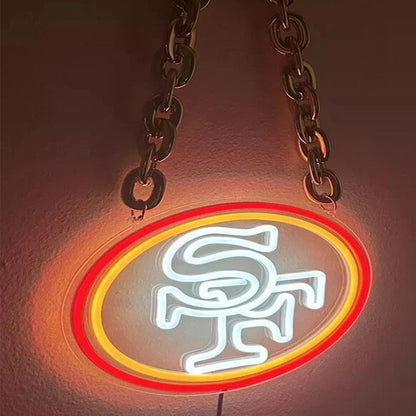 Most popular American football 49ers Big logo chains Led light up sign sporting event symbol sign for your soul LEO NEON SIGN
