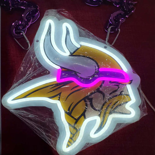 American football Minnesota Vikings Neon Light Up Big Logo Chain for your team spirit LEO NEON SIGN