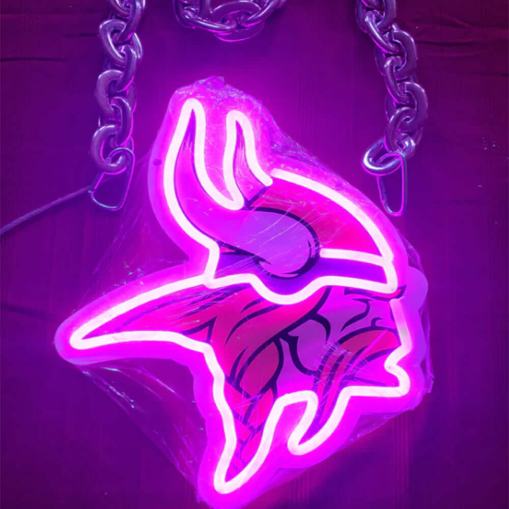 American football Minnesota Vikings Neon Light Up Big Logo Chain for your team spirit LEO NEON SIGN