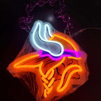 American football Minnesota Vikings Neon Light Up Big Logo Chain for your team spirit LEO NEON SIGN