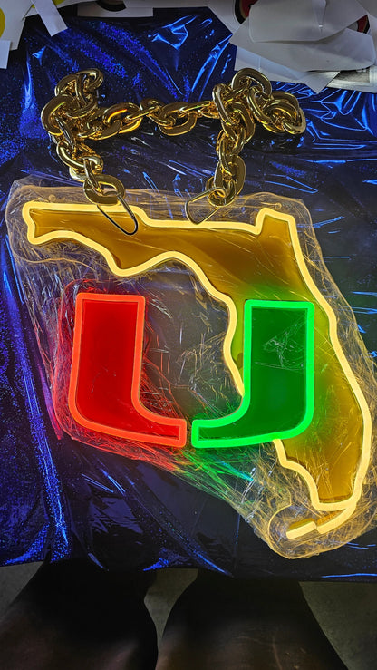 Miami hurricanes led fan necklace fans Led neon chain LEO NEON SIGN
