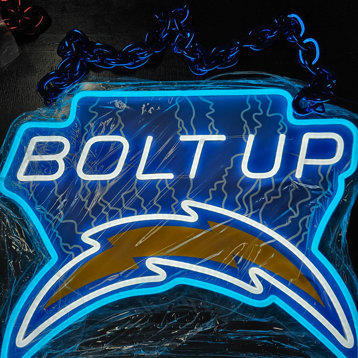 Lightning bolt fans chain led neon necklace for super fan LEO NEON SIGN