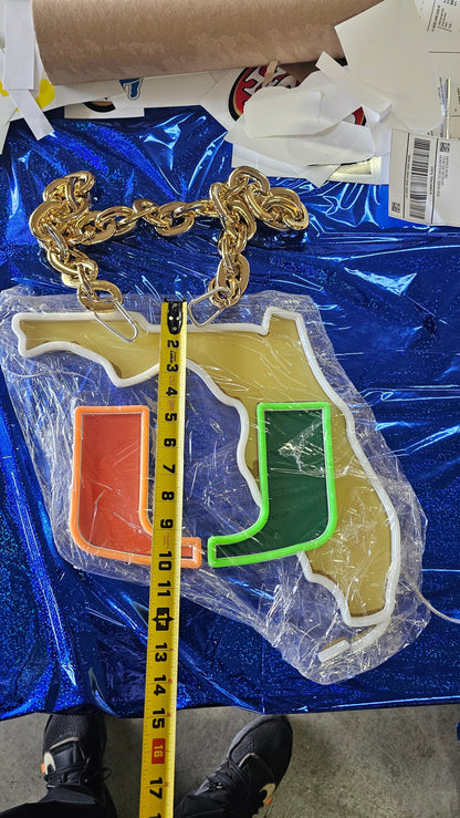 Miami hurricanes led fan necklace fans Led neon chain LEO NEON SIGN