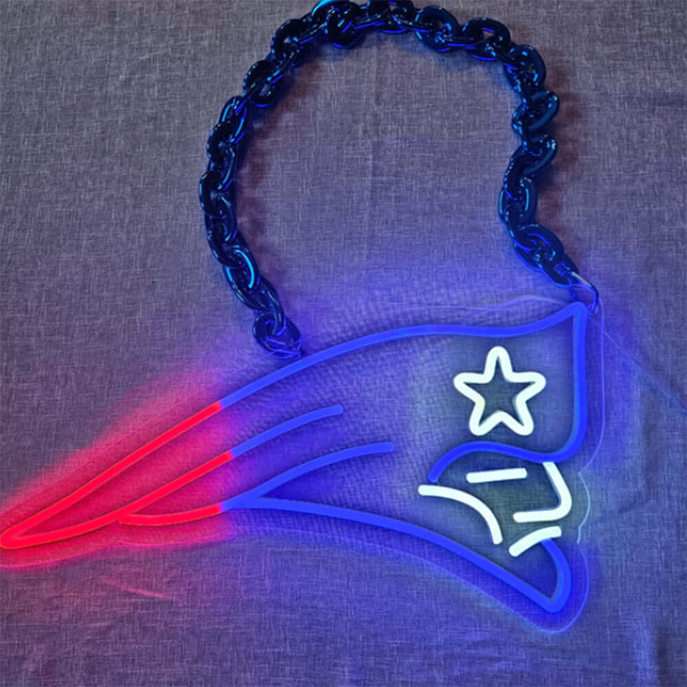 American football New England Patriots Neon Light Up Big Logo Chain for your team spirit LEO NEON SIGN