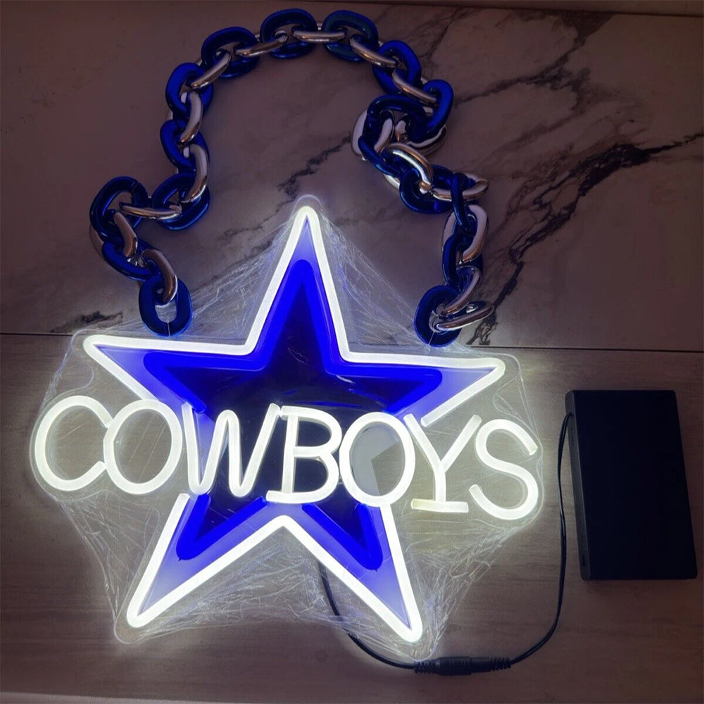Most popular American football Dallas cowboys Big logo chains Led light up sign sporting event symbol sign for your soul LEO NEON SIGN