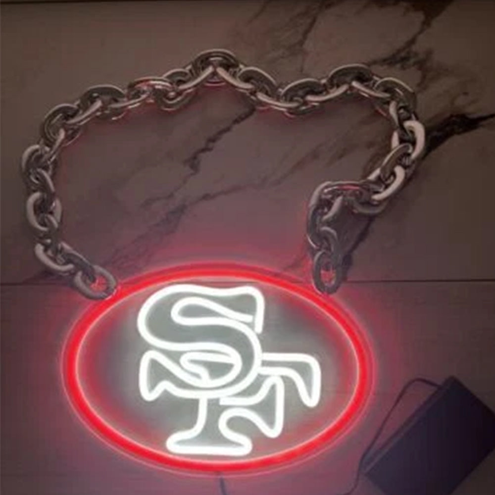 Most popular American football 49ers Big logo chains Led light up sign sporting event symbol sign for your soul LEO NEON SIGN