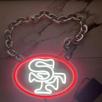 Most popular American football 49ers Big logo chains Led light up sign sporting event symbol sign for your soul LEO NEON SIGN