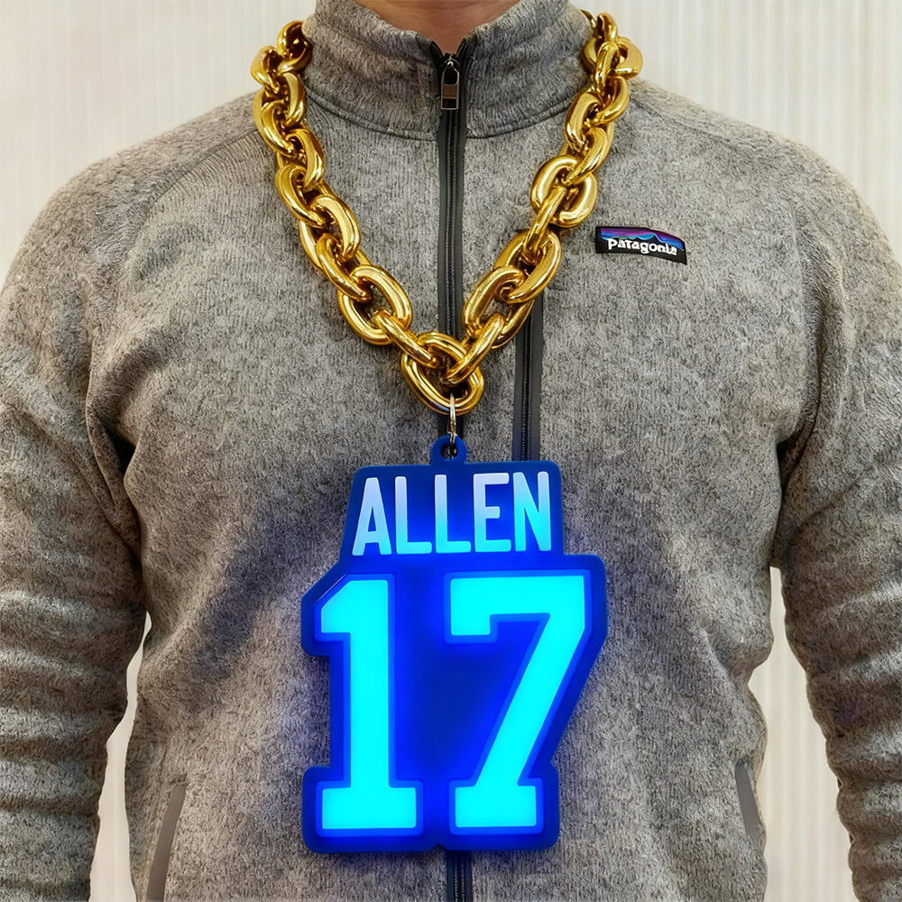 NFL Player 3D lighting up Logo Chain Fan Necklace LEO NEON SIGN