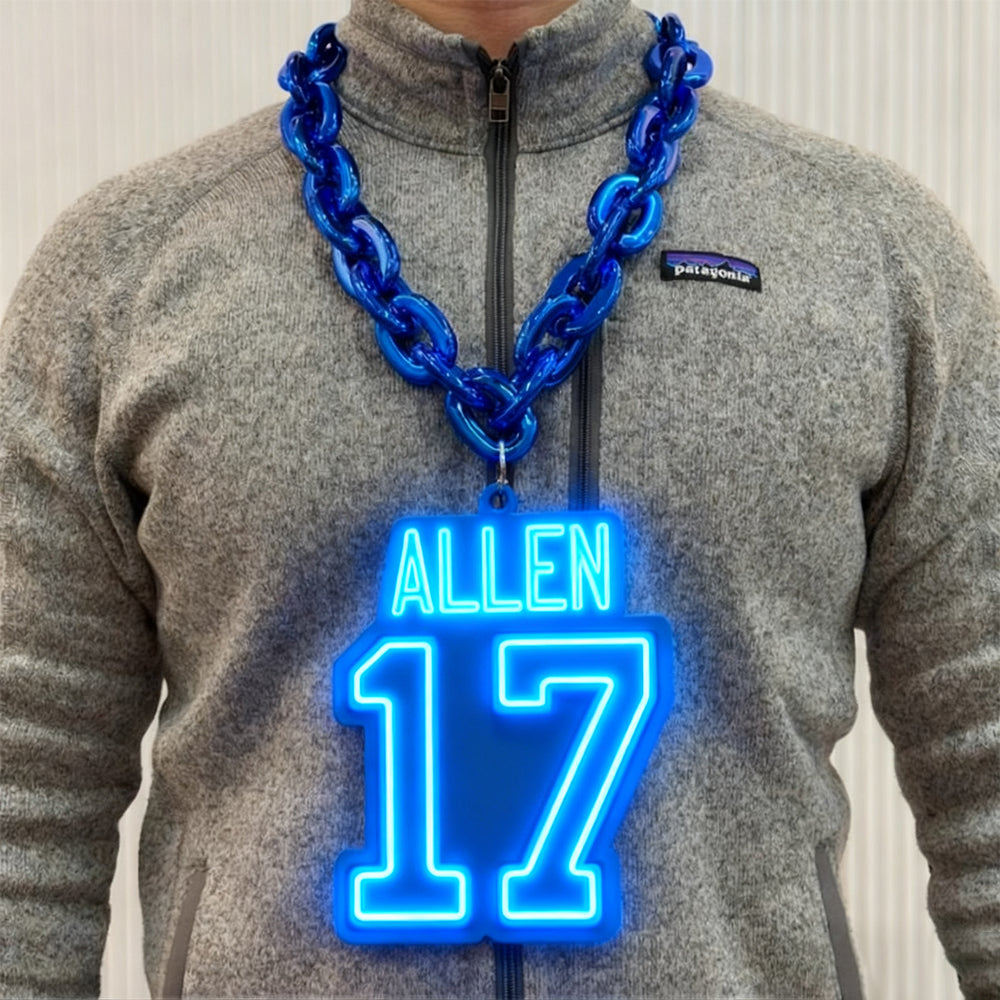 NFL Player 3D lighting up Logo Chain Fan Necklace LEO NEON SIGN