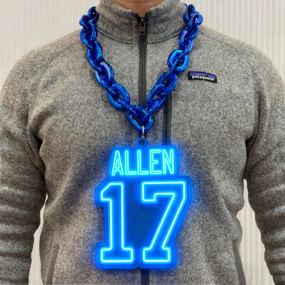NFL Player 3D lighting up Logo Chain Fan Necklace LEO NEON SIGN