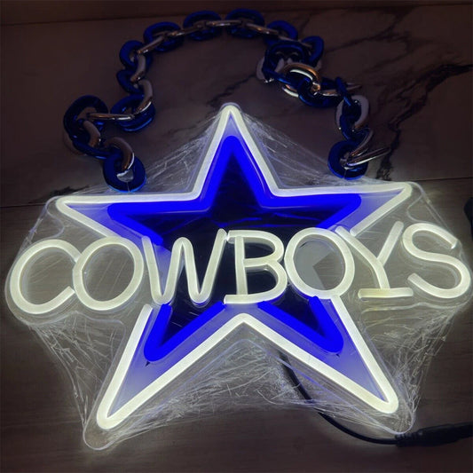 Most popular American football Dallas cowboys Big logo chains Led light up sign sporting event symbol sign for your soul LEO NEON SIGN