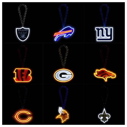 American football team led UV printed Neon lighting up big logo chains for showing off your soul necklace included