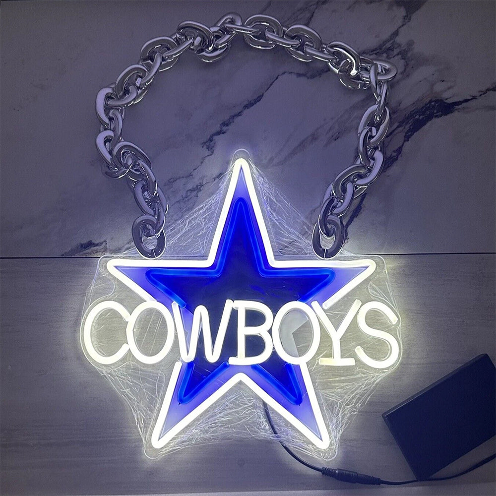 Most popular American football Dallas cowboys Big logo chains Led light up sign sporting event symbol sign for your soul LEO NEON SIGN