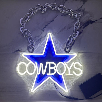 Most popular American football Dallas cowboys Big logo chains Led light up sign sporting event symbol sign for your soul LEO NEON SIGN