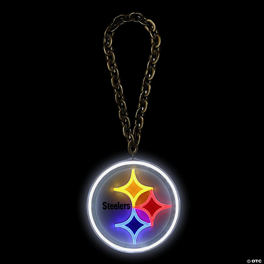 American football UV printed Pittsburgh Steelers Neon Light Up Big Logo Chain LEO NEON SIGN