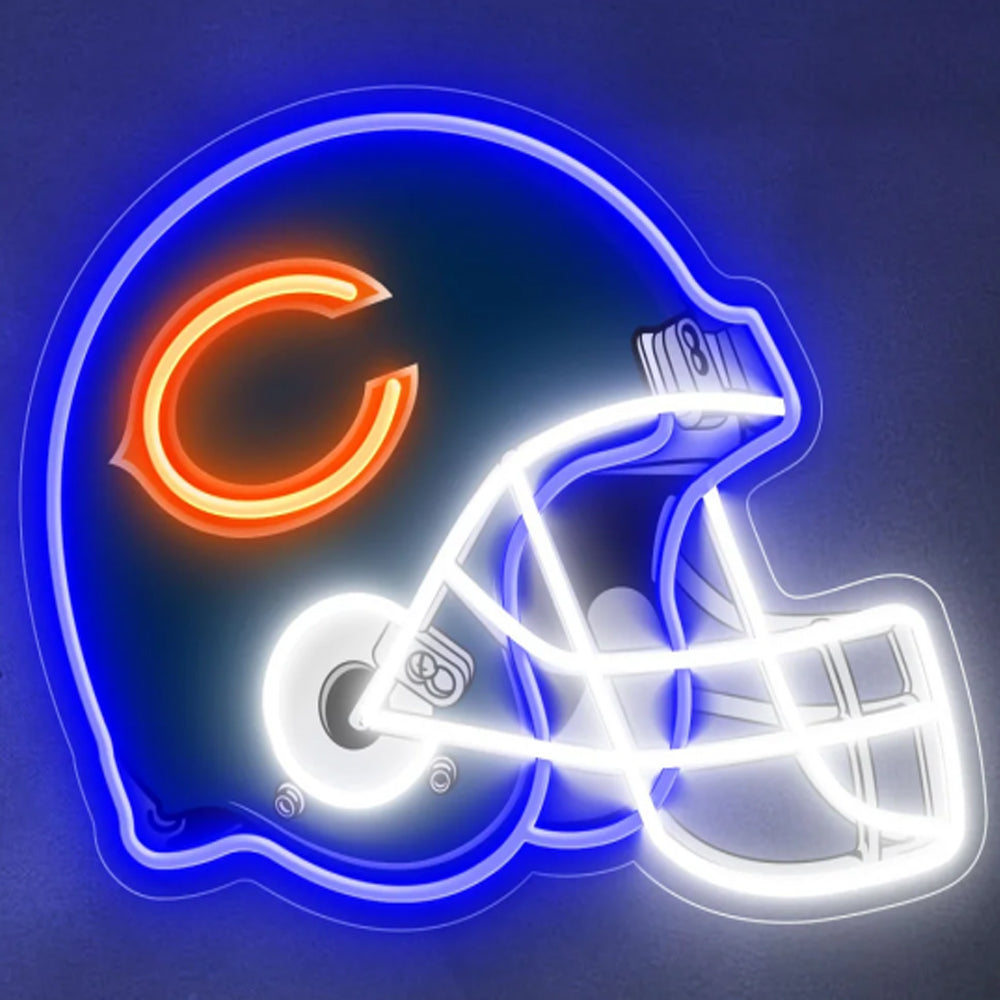 American football Super heroes symbols Led helmet UV printed neon sign with chains including shipping LEO NEON SIGN