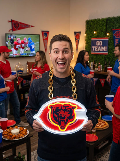 Chicago Bears Gold Chain LED Neon Sign Wholesale Bulk Price Sports Bar Wall Decor Business Fan Shop Supply LEO NEON SIGN